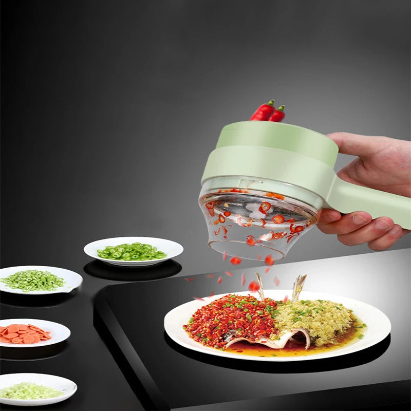 PulseWellness 4-in-1 Wireless Electric Vegetable Cutter & Food Chopper