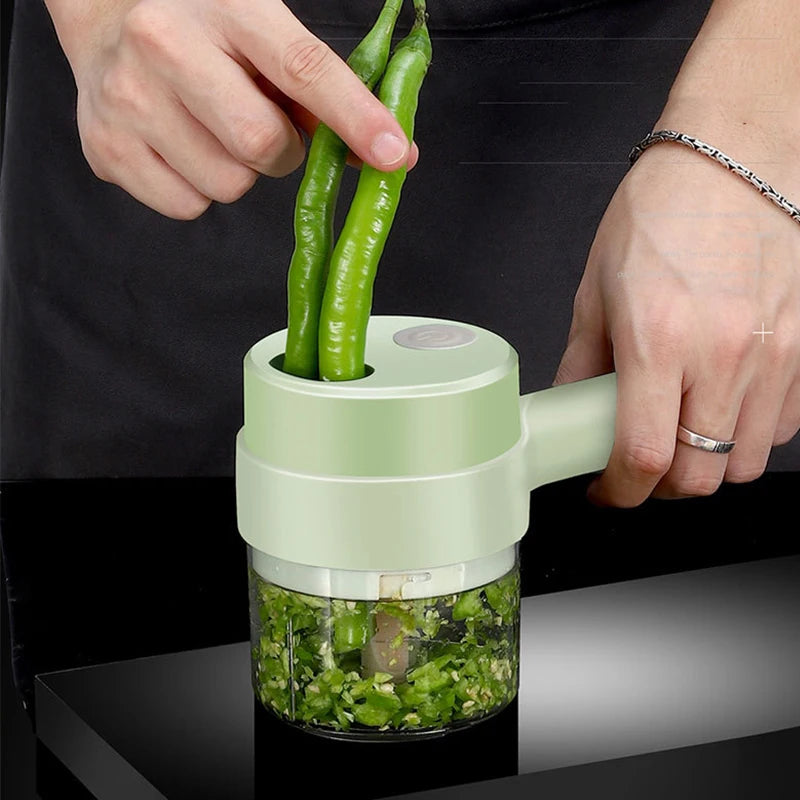 PulseWellness 4-in-1 Wireless Electric Vegetable Cutter & Food Chopper