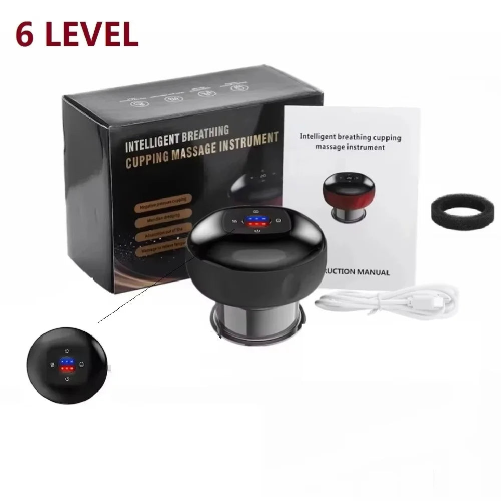 Rechargeable Electric Vacuum Cupping Set Wireless 6/12 Level Skin Scraping Massage Guasha Tool for Household Use